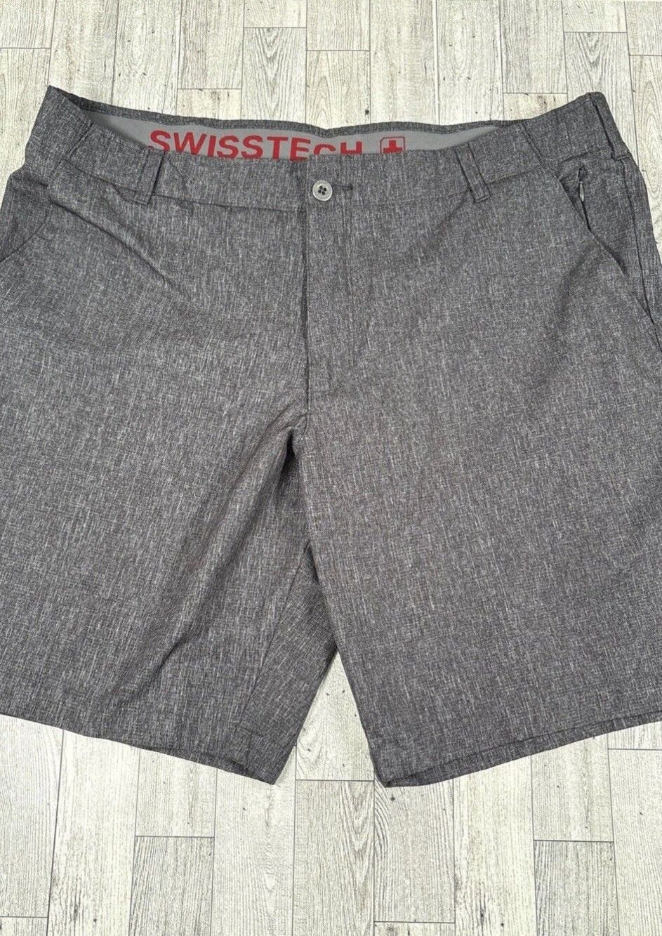 Swiss Tech Performance Shorts Men’s 40x9 Gray Wicking Travel Golf Fish Hike